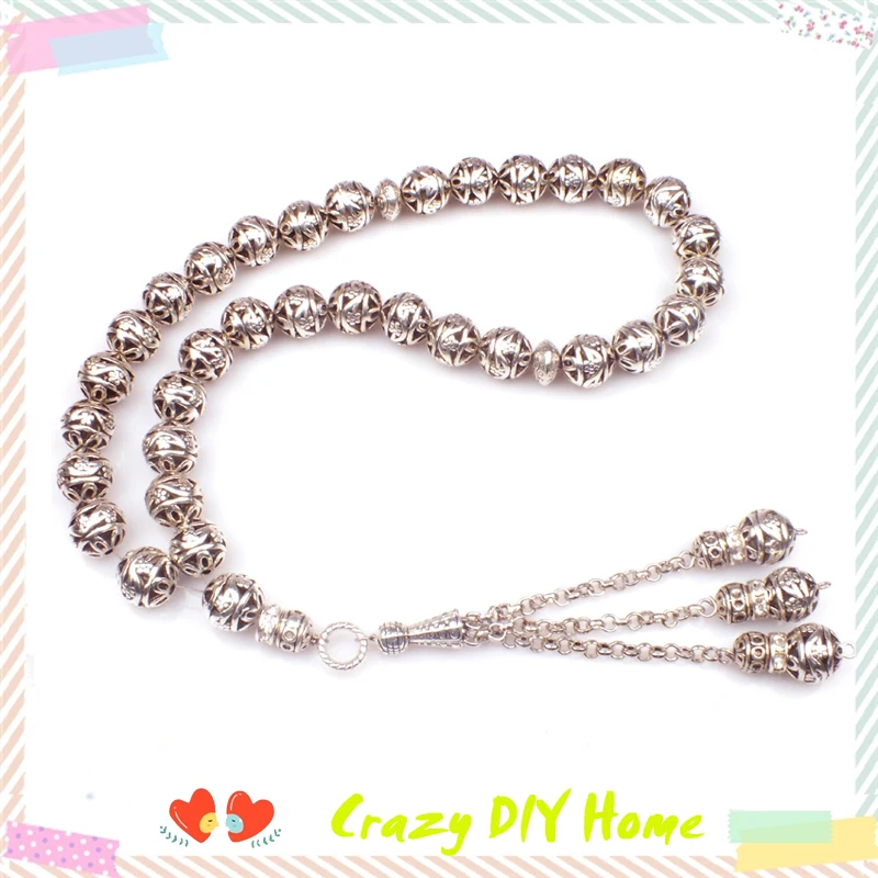 Магазин Tasbih Новое поступление DIY 1 шт Роскошный 11 мм Серебряный круглый полый
