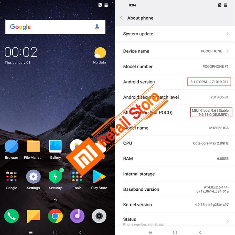 В наличии глобальная версия Xiaomi PocoPhone F1 6 GB 64 Snapdragon 845 18 '