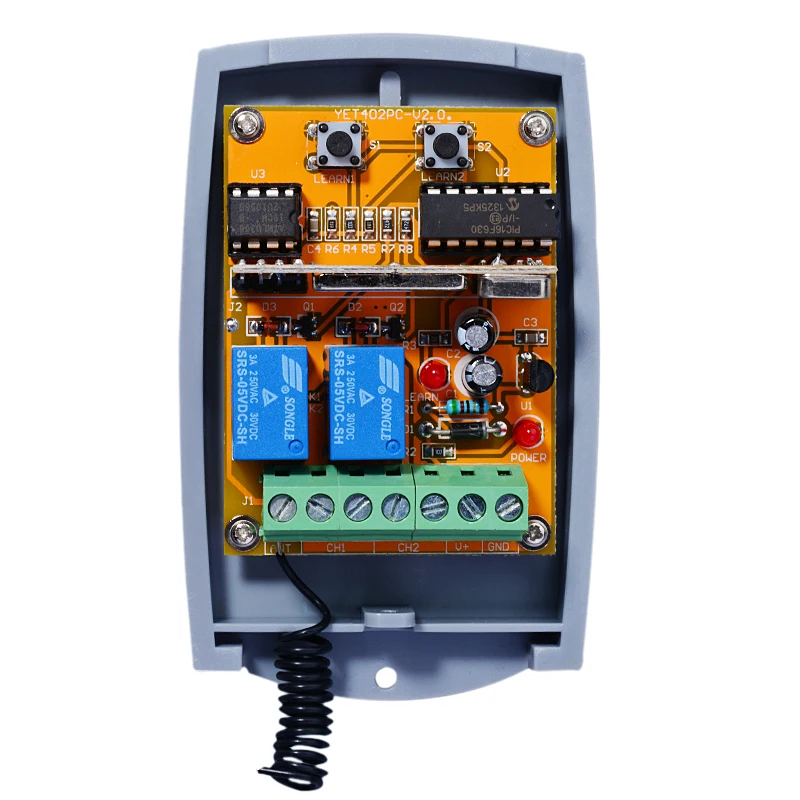 DHL стоимость! 30 шт. 12-24V AC/DC Универсальный 433,92 МГц 2-реле обучения и непрерывно изменяющийся код приемник