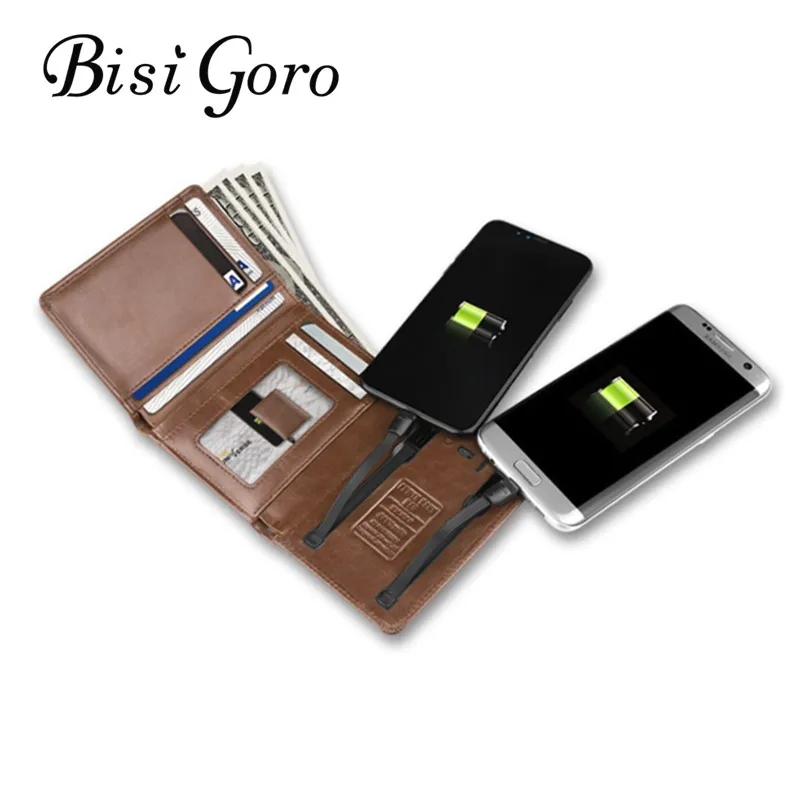 Умный кошелек BISI GORO для мужчин женщин и с USB зарядки Ipone Android емкость 4000 мАч