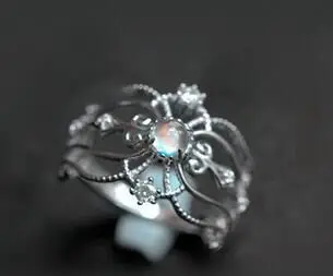 Новое поступление лунный камень ажурная Корона Снежная королева кольцо для женщин помолвка Свадебная вечеринка кольцо ювелирное подарок