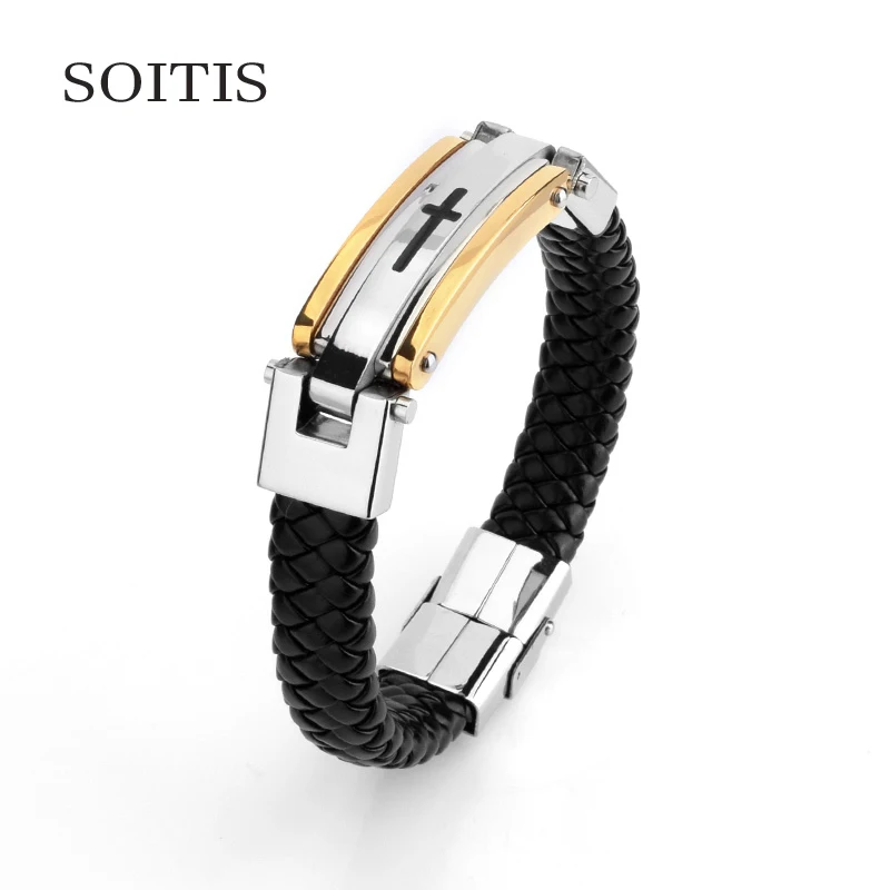 SOITIS модные для мужчин s ткань цепи браслет кожаный перекрестный Классический