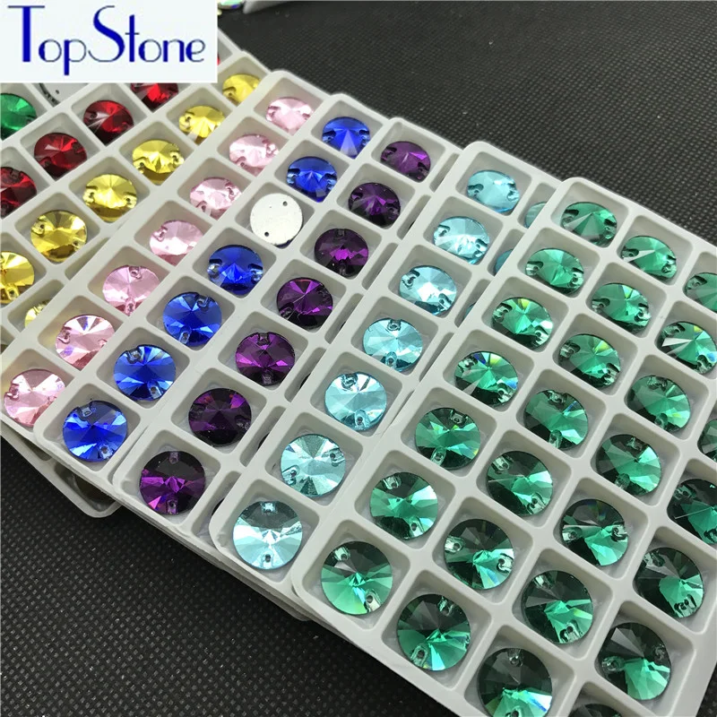 Topstone 14mm 3200 Rivoli Crystal Colors Glass Sew On Rhinestones Sewing Crystals Stones for dress Clothes Crafts Arts | Дом и сад