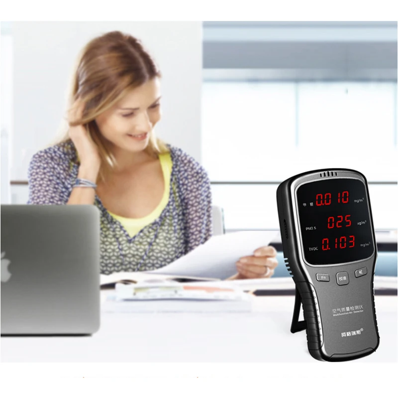 

Digital Formaldeyde Detector HCHO TVOC PM1.0 PM2.5 PM10 Detector with PM2.5 Mask Gas Analyzer Household PM 1.0 2.5 10