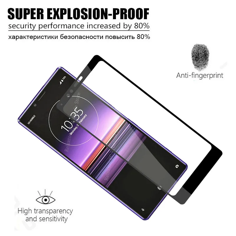 Закаленное стекло с полным покрытием для Sony Xperia 1 j8110 j8170 j9110 Защита экрана Xperia1