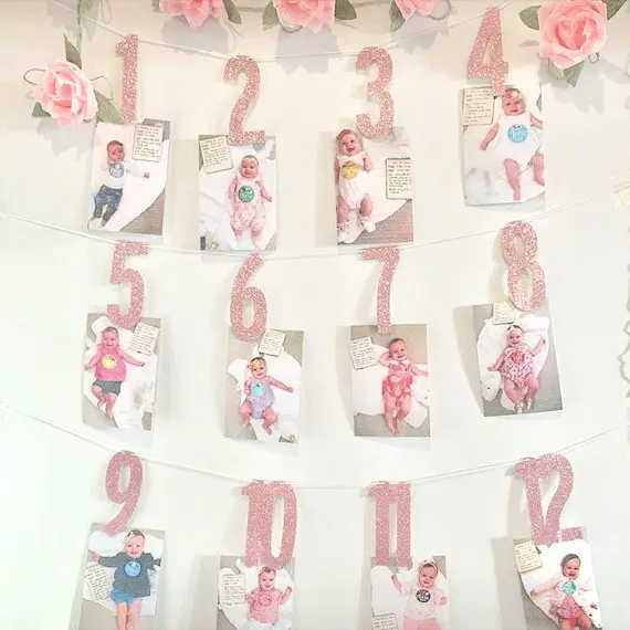Chicinlife 1-12 месяцев фотография гирлянда 1 год с днем рождения баннер первый день