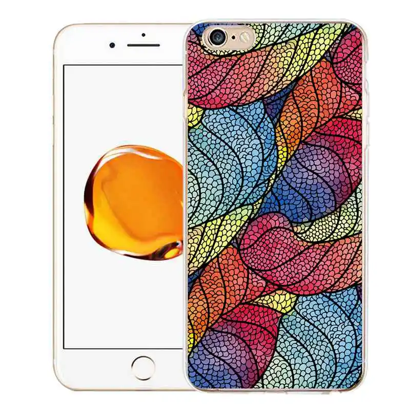 QMSWEI TPU Clear Phone Case For iPhone 6G 6s 7 8plus x Soft Cirle Strip Painting Silicone Print Cover 4 5se 6Plus 7P |