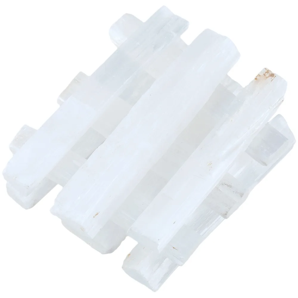 TUMBEELLUWA 1Lot (5Pc) Natural Selenite Sticks Wands Specimen Raw Rough Mineral,Healing Reiki Chakra Home Decor (2.7
