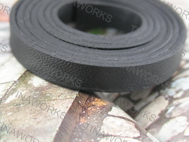 

FREE SHIPPING 3Pcs x 1Meter Black Color Flat Leather Cord 10.0x2.0mm