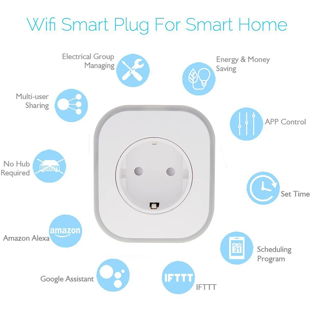 Умная розетка Alexa с евровилкой Wi Fi RGB подсветкой и монитором