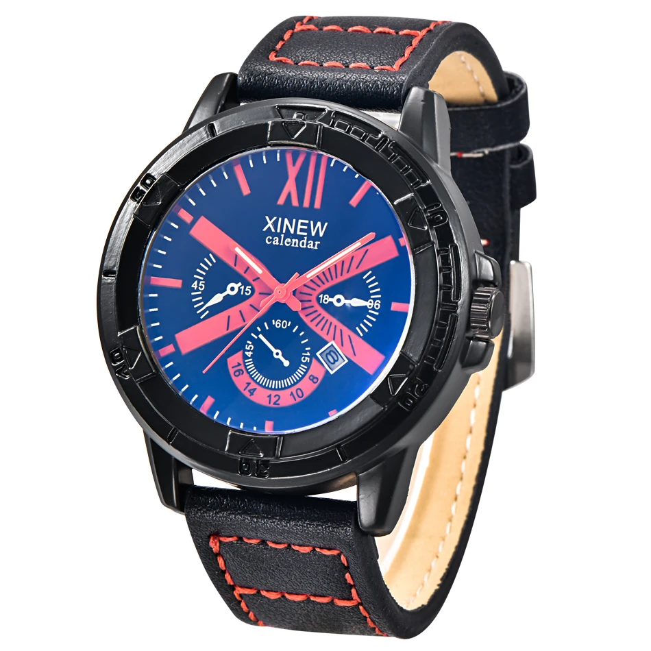 Мужские кварцевые часы с лазерным окошком календарем и датой|watch brand|watch brand menwatch f |