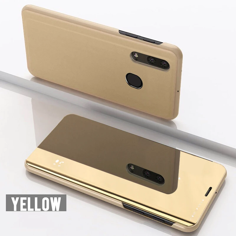 Умный зеркальный флип-чехол для samsung Galaxy A30 A50 A10 S8 S9 Plus Note 9 8 чехол для A3 A5 A7 A6 A8 плюс S7 крышка чехол s - Цвет: Gold