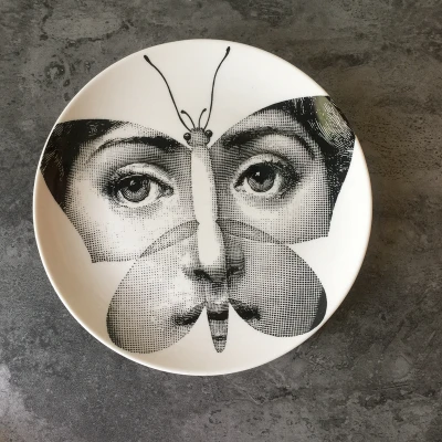 F 8 дюймов Милан rosenthal Piero fornasetti тарелки чистого черного цвета и белой иллюстрации Топ Мода висят блюда по производству образцов/дома/отеля настенный Декор - Цвет: F