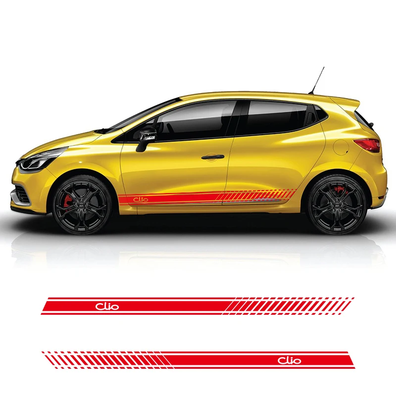 

2 Sides Car Graphics Vinyl Side Stripes Skirt Auto Sticker Decals Car Styling For Renault Clio