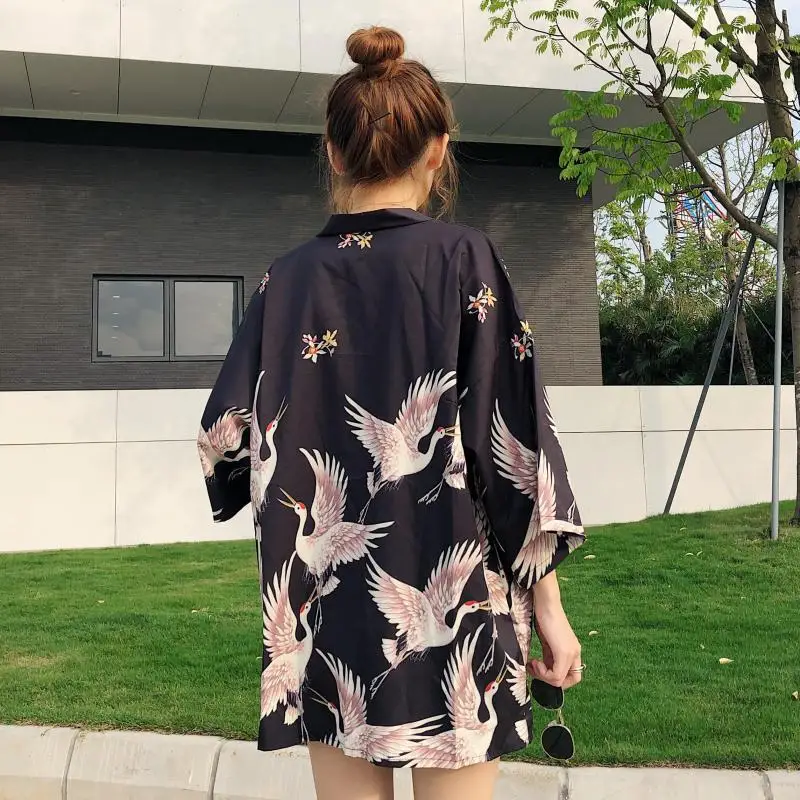 Летнее женское кимоно Yukata в японском стиле, кардиган с модным принтом, блузка, куртка, традиционное японское платье, женские кимоно, платье - Цвет: Short Style