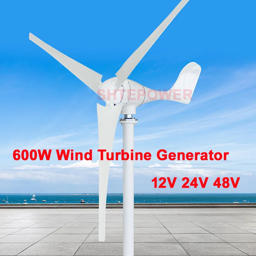 

Small Power 600W Wind Turbines 12V/24V/48V optional windmill for small home system application 3/5 blades free shipping