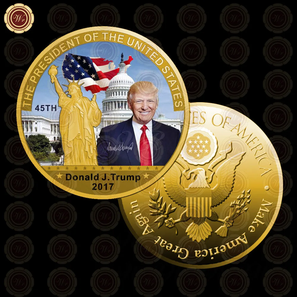 Американская монета Дональд Трамп с двумя линиями копия монеты художественная