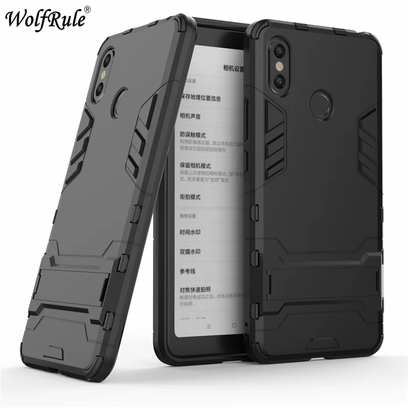 Чехол wolfrole для Xiaomi Mi Max 3 силиконовый + жесткий чехол телефона из ПК с подставкой