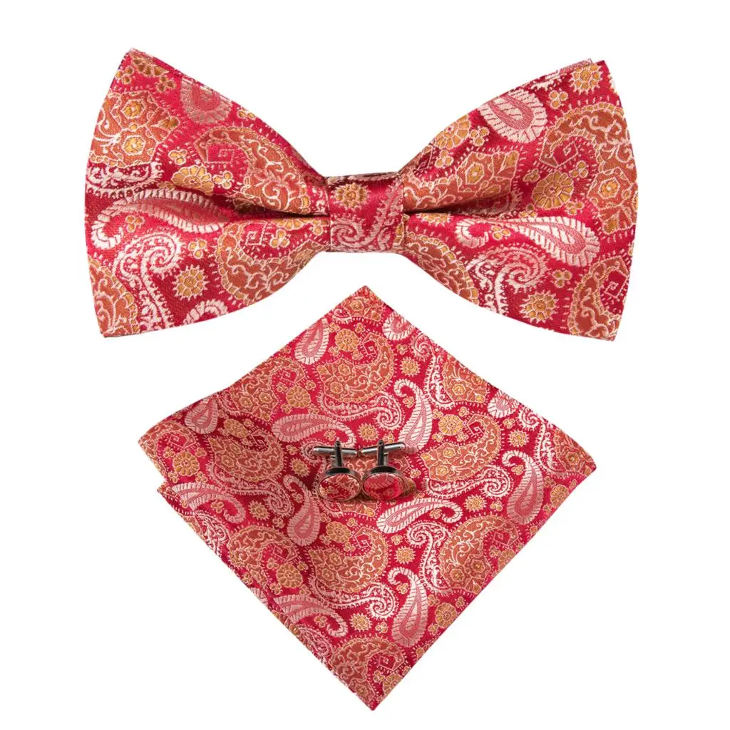 Hi-Tie Роскошный шелковый галстук-бабочка набор для мужчин красная бабочка галстук