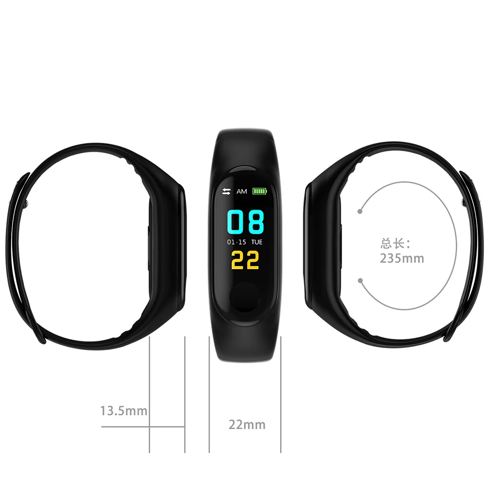 M3PLUS цветной Смарт-часы спортивный фитнес-браслет IP68 Водонепроницаемый кровяное