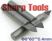 6*0.4mm*60Degree Tile Granite Stone Carving Tools CNC V Bits Engraving End Mills, PCD Tool Diamond Mill Cutter CNC Router Bits