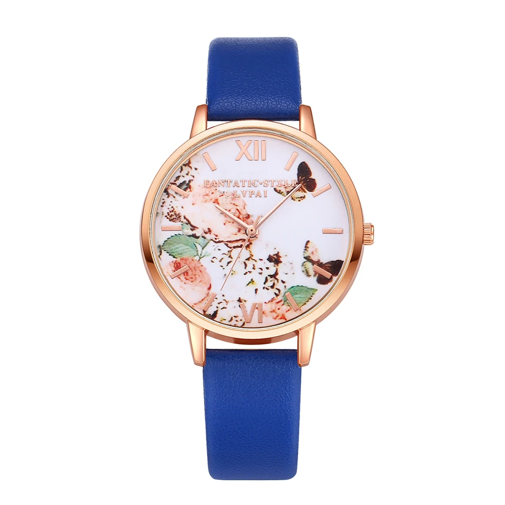 Женские часы бабочки черные женские модные с розовыми цветами relojes mujer bayan saat|saat