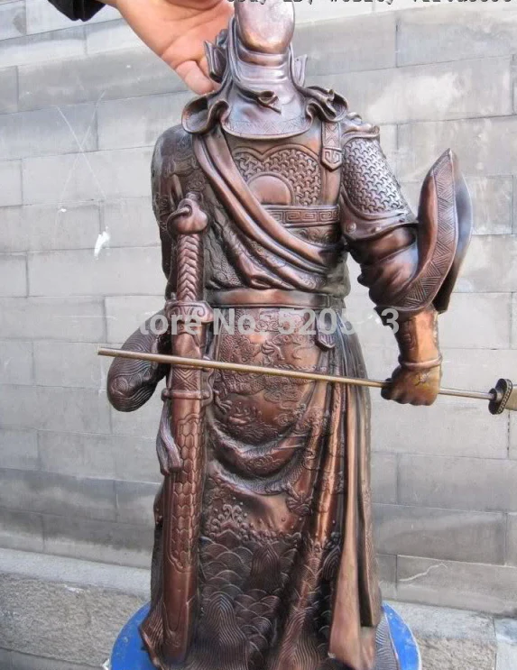 SCY 25 китайская огромная красная бронза медь 9 Драконов Guan Gong Yu Статуя Воина|statue|statue