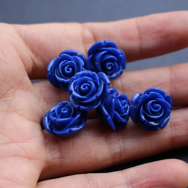 10 шт./лот) 12 мм 15 мм синтетический кобальтовый цвет Коралловая Роза Кабошон Коралловый цветок для изготовления ювелирных изделий