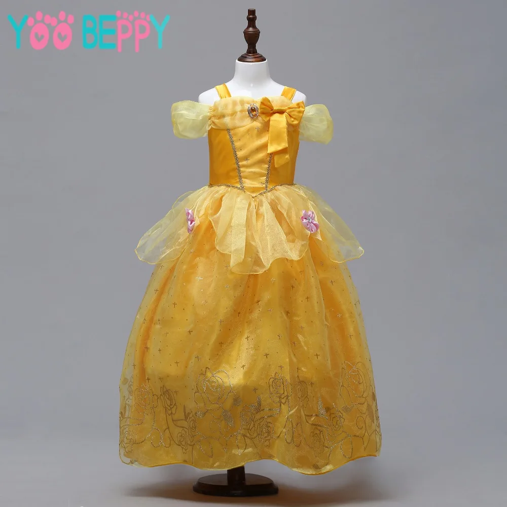 Cosplay Princess Belle Snow White Cinderella Dress Beauty and The Beast Girl Kid Clothes Costume Halloween Christmas Party | Детская
