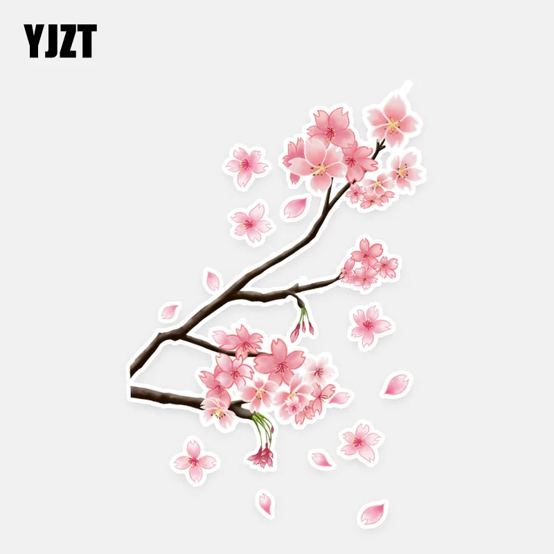 

YJZT 11.5*16.8CM Peach Blossom Flower Decor Car Stickers Personalized Colored 11A0681