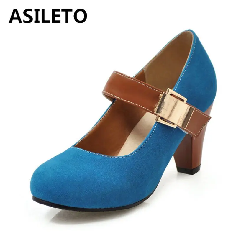 ASILETO/Большие размеры 34-48 Туфли-лодочки на высоком квадратном каблуке Женские
