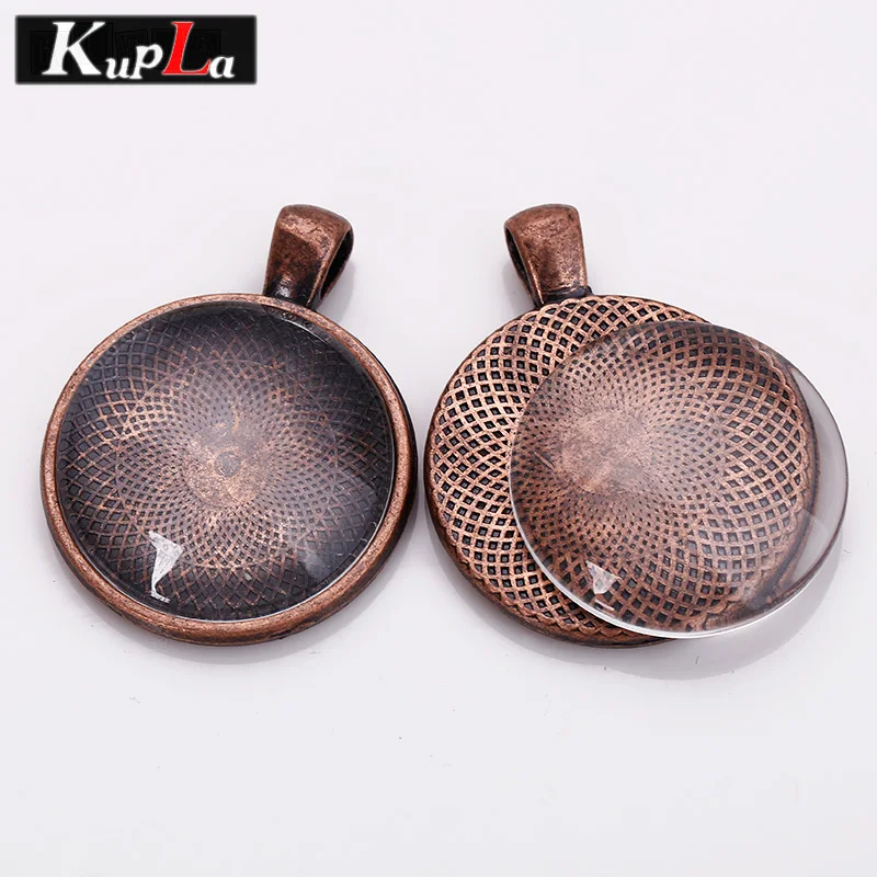 Kupla 25 мм стеклянный кабошон круглый настройки DIY металлические украшения кулоны