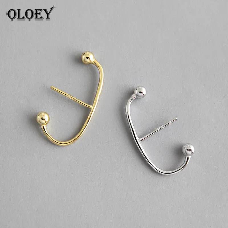 OLOEY чистый 925 пробы серебряные серьги-гвоздики для женщин Корейский минималистский Английский алфавит C серьги буквы ювелирные изделия YME521