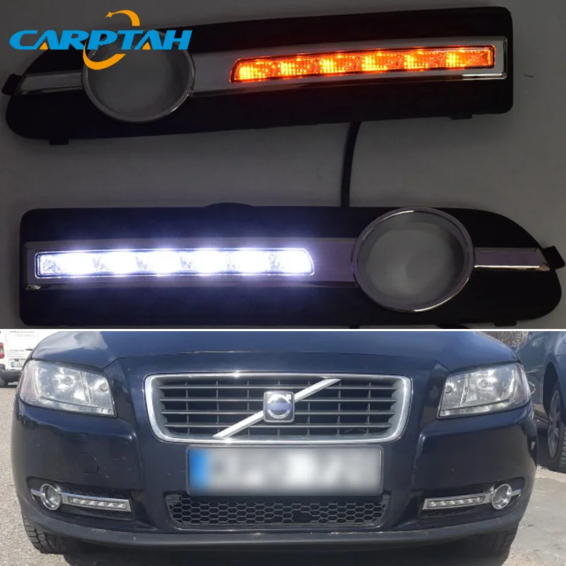 Светодиодные дневные ходовые огни для Volvo S80 2009 2012 2013 водонепроницаемые 12 В желтый