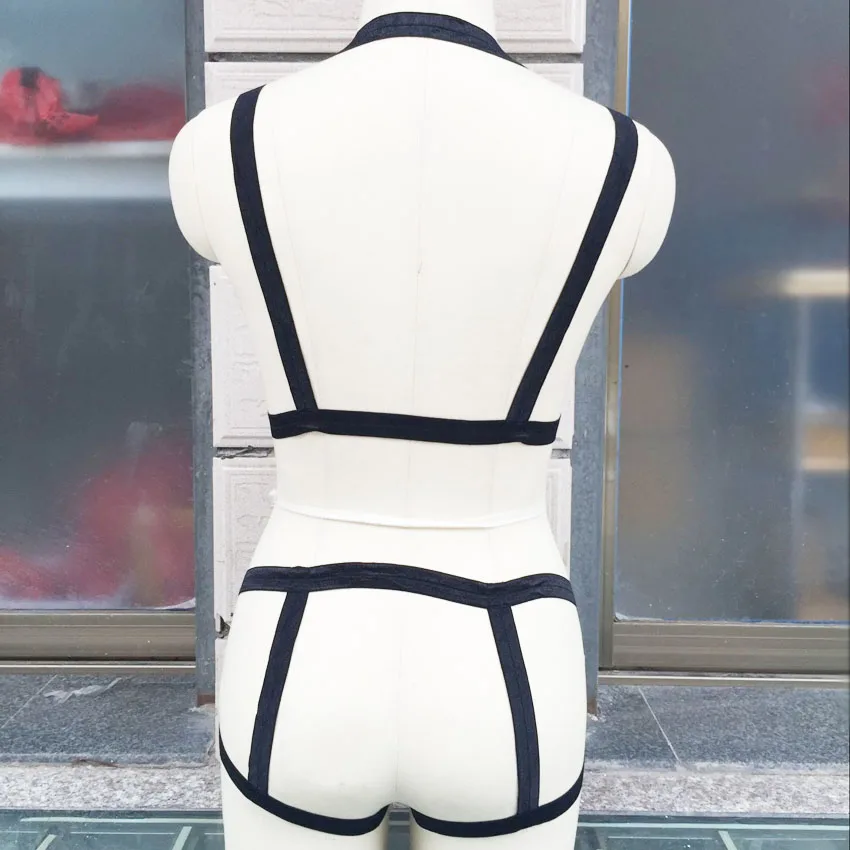Женский УКОРОЧЕННЫЙ ТОПИК в стиле Харадзюку черный бюстгальтер на бретельках