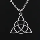 Новая мода амулет с узелком Подвески Круглый крест цепи Короткие Длинные мужские женские серебряного цвета ожерелье ювелирные изделия подарок