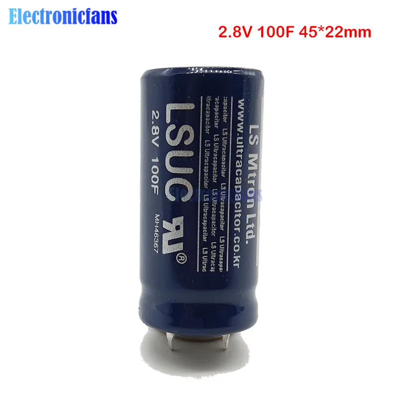 2 8 В 100F 45*22 мм супер фарад конденсатор низкая ESR высокая частота 2.8V100F 45x22 Ultracapacitor