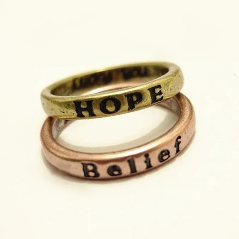 

Vintage European And American Minimalist Retro Lettering Wishing Ring Hot Fashion