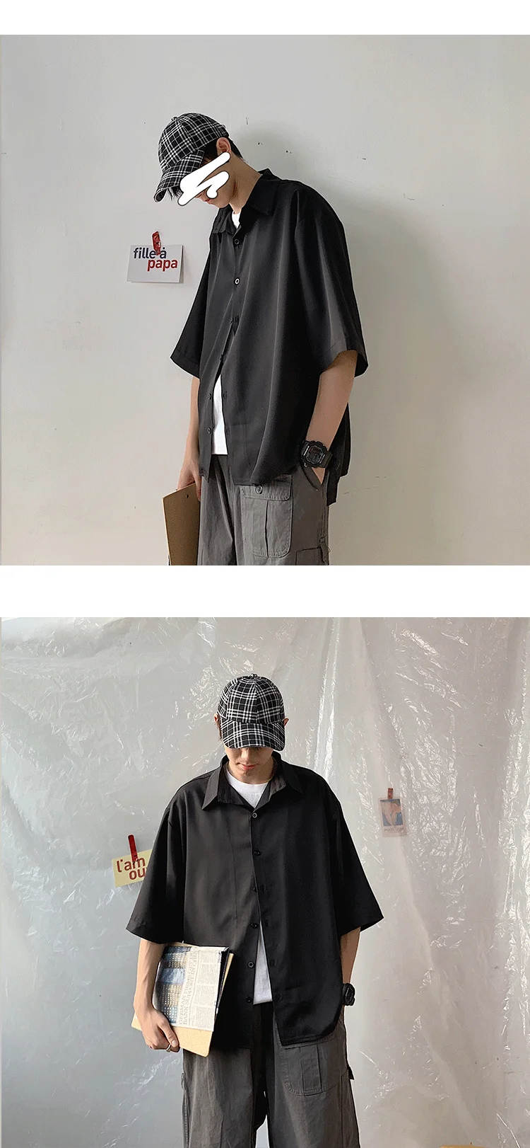 Privathinker мужские однотонные шифоновые рубашки с коротким рукавом Harajuku мужская Тонкая Повседневная рубашка мужская Корейская Рубашка летняя модная одежда