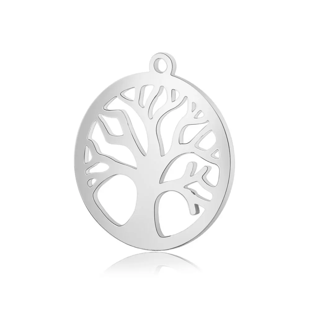 

10pcs 316L Stainless Steel Double Side Polished Hollow Tree of Life Charm Fit DIY Family Pendant Necklace Jewelry Making Finding