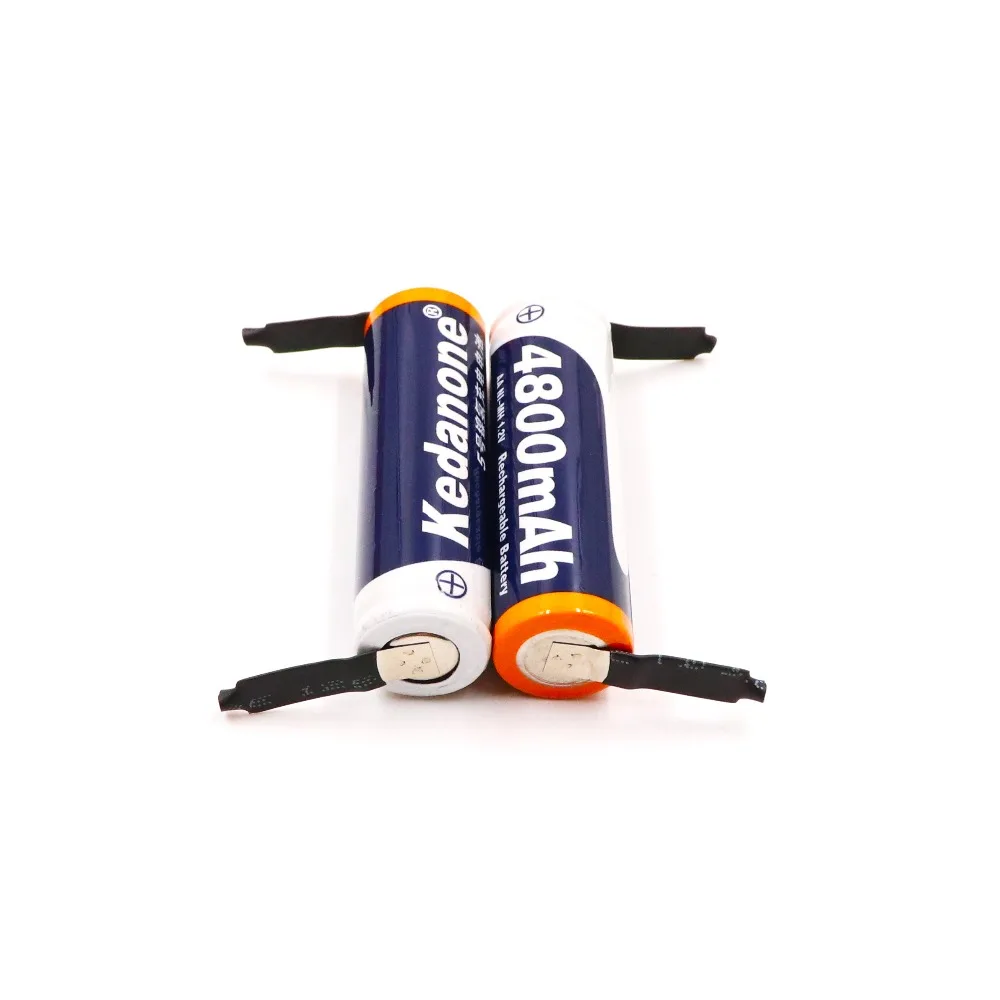 Ni-mh 1.2v AA rechargeable battery 4800 mAh nimh cell green case with welding inserts for Philips shaver razor toothbrush | Электроника