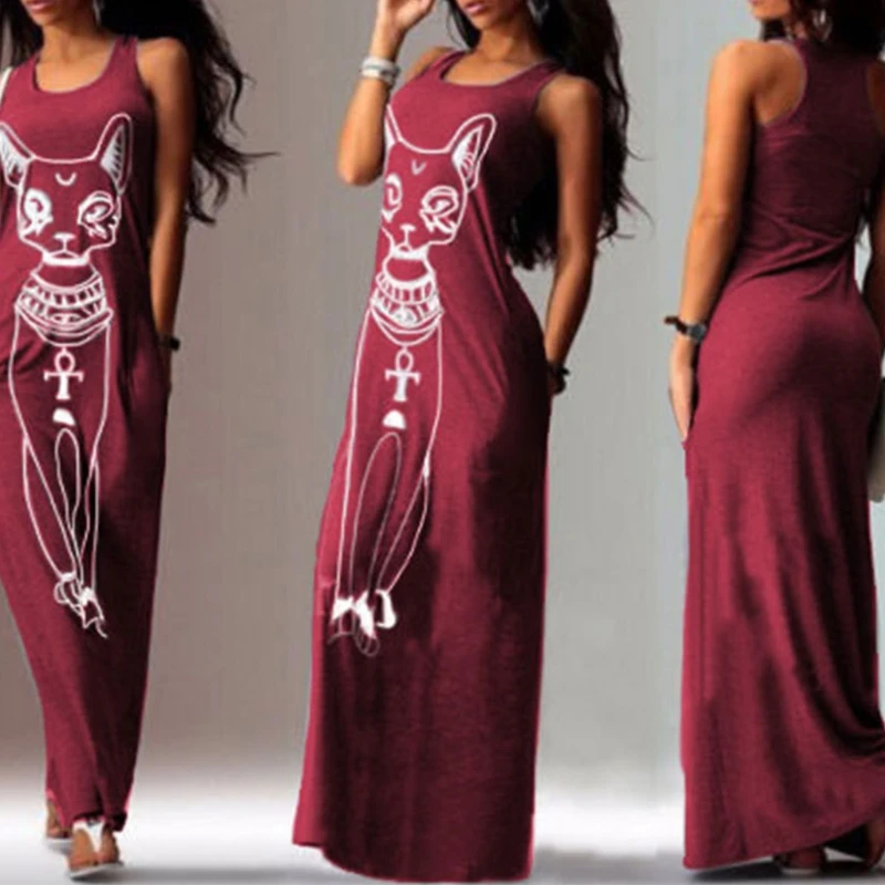 2017 модное женское летнее длинное платье макси повседневное пляжное в стиле бохо