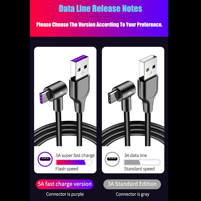 5A Supercharge кабель с разъемом USB Type C 90 градусов для быстрой зарядки Huawei P30 Mate 20 Pro Samsung