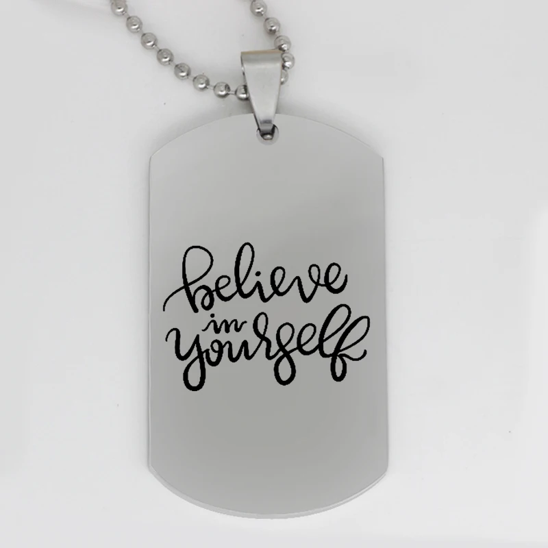 

Ufine jewelry inspirational gift pendant army card believe in yourself stainless steel customed necklace N4187