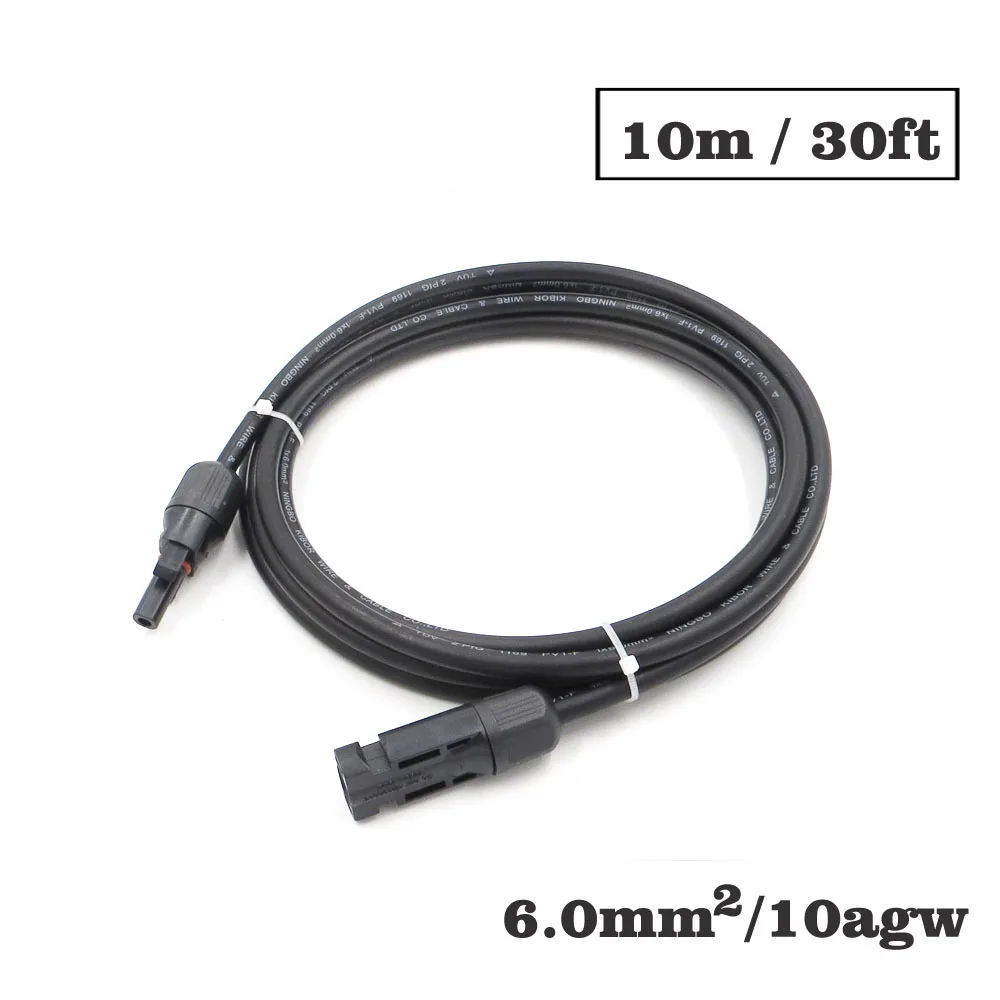 1 шт. X 6mm2 10AWG 30FT 10 м PV коннектор Удлинительное соединение ветка черная
