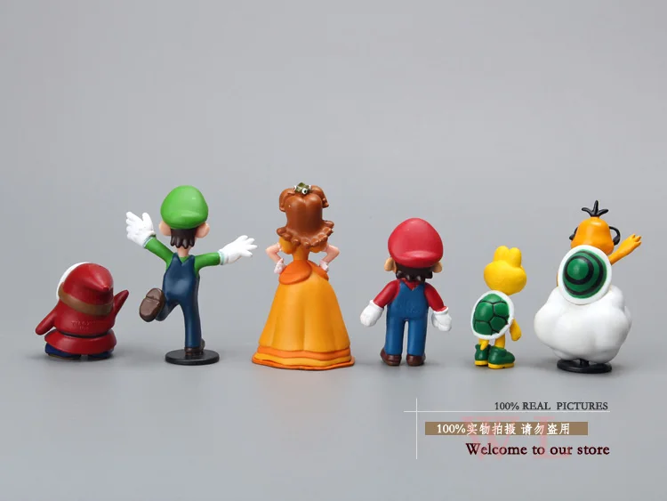 Super Mario Bros персик Дейзи жаба Марио и Луиджи Варио Луиджи Купа Донки Конг ПВХ фигурка игрушки куклы 6 шт./компл. 5 видов
