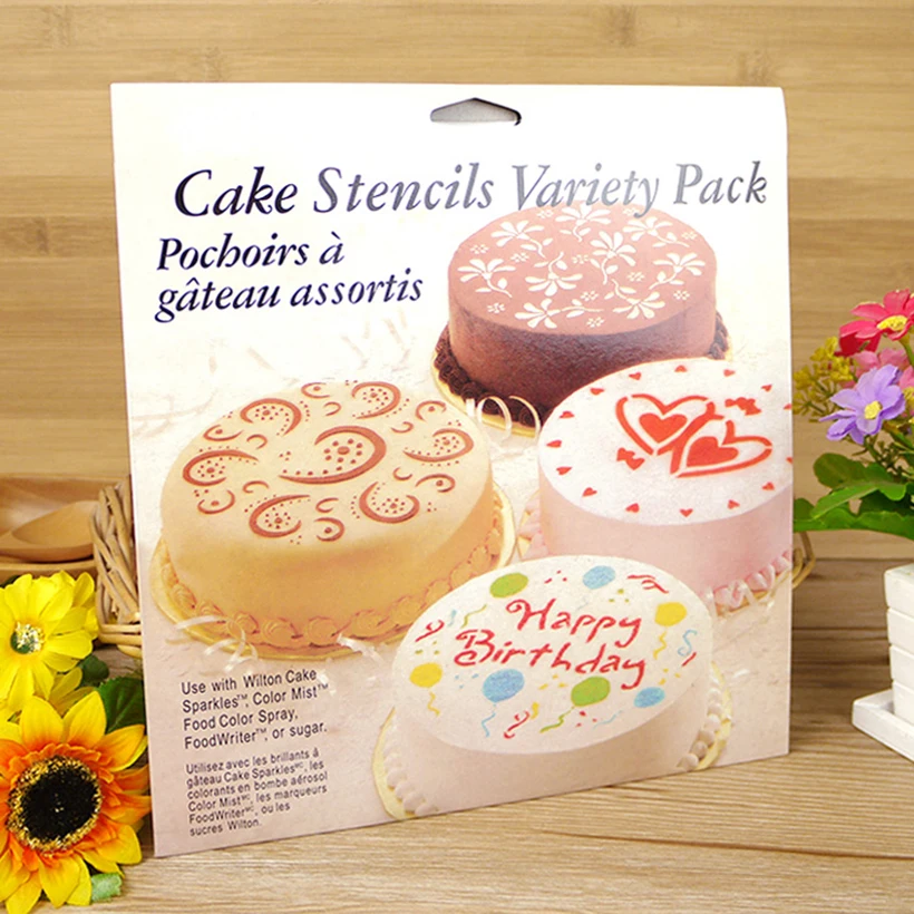 4 шт./лот форма для распыления торта круглые цветы сладкие трафареты сердца