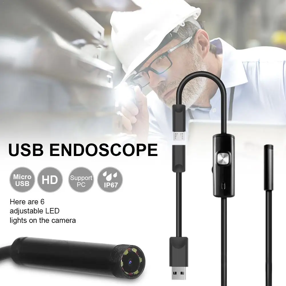 6 светодиодный шланг 5,5 мм USB для мобильного телефона эндоскоп с жесткой трубкой канал Кондиционер Авто Ремонт камеры