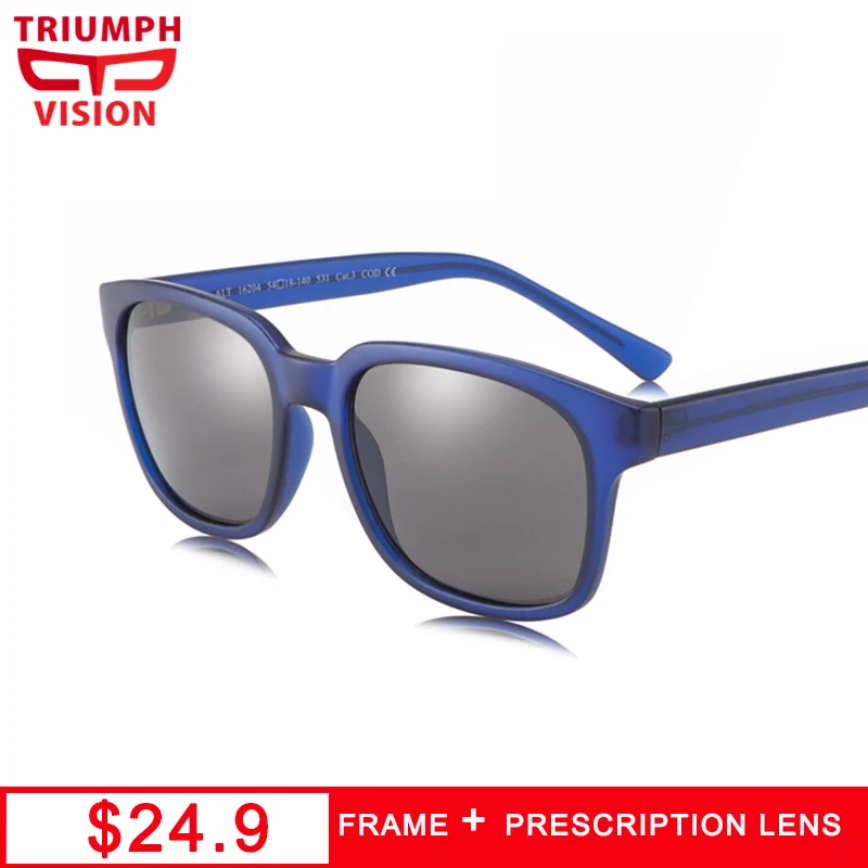 Мужские матовые очки для близорукости TRIUMPH VISION синие квадратные диоптрические