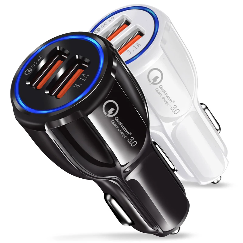 Quick Charge 3.0 Charger QC 5V 9V 12V Dual USB Car Fast Mobile Phone Universal LED Light Lighter Slot | Мобильные телефоны и